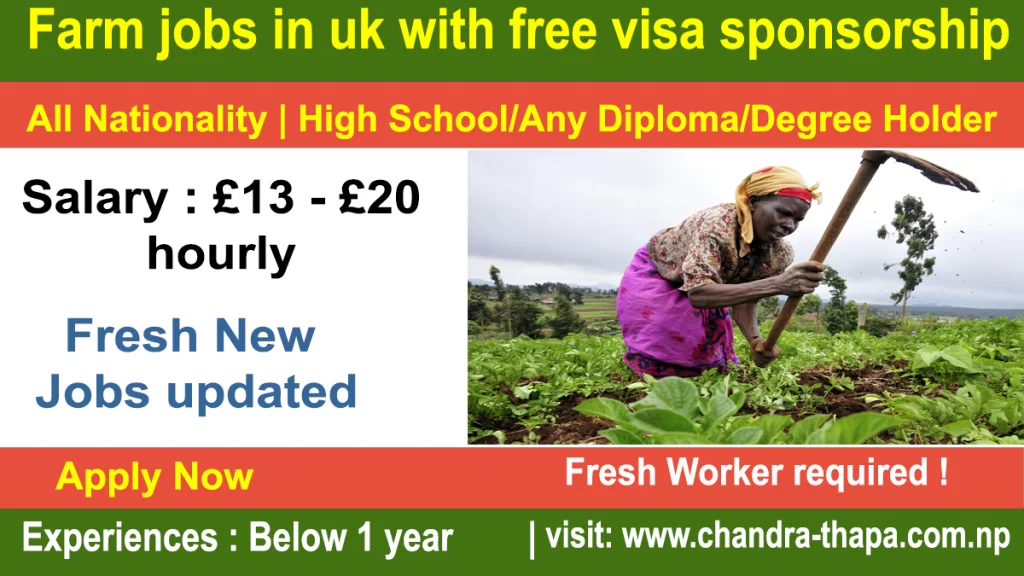 Farm jobs in uk with free visa sponsorship for foreigners 2022